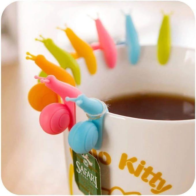 Porte-sachet de thé en Silicone en forme d'escargot, ensemble cadeau couleurs acidulées, 10 pièces