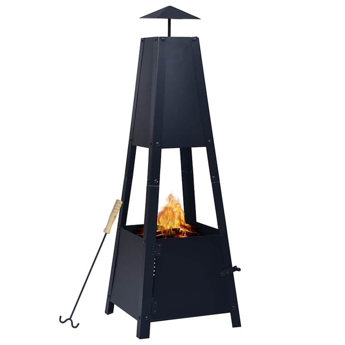 vidaXL - Vuurplaats - 35x35x99 - cm - staal - zwart