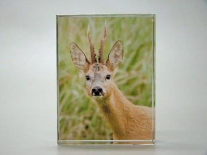 Glasblokje met gravure – 6 x 2 x 8 cm – Decoratief glasobject