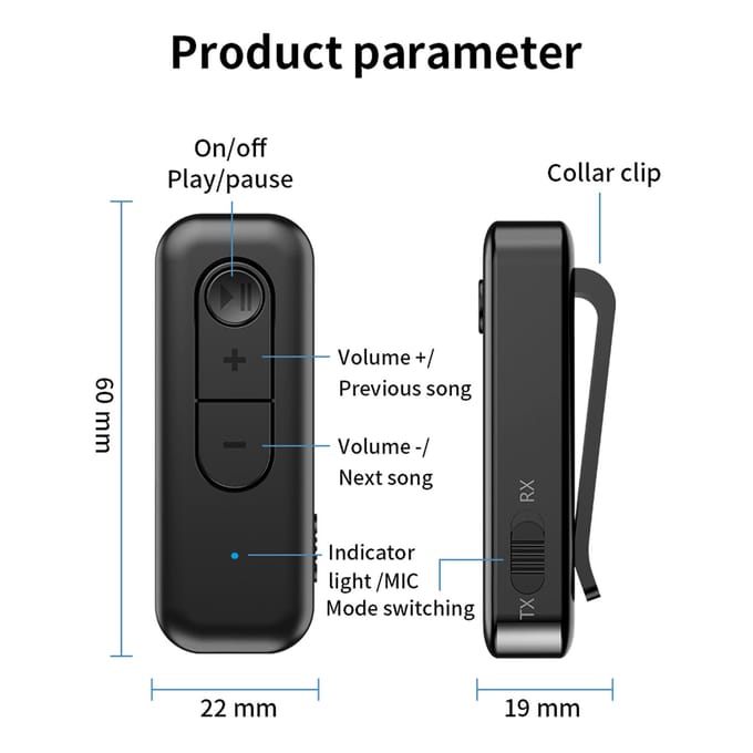 USB AUX BT5.3 2 in 1 Zender/Ontvanger Adapter Draagbare Oortelefoon Audio Draadloze Receptor zwart