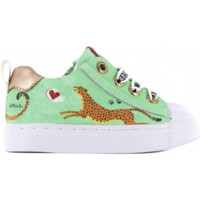 Shoesme mintgroene sneaker met luipaardprint