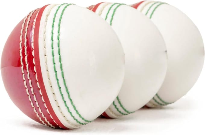 Cricketbal Oefenwedstrijd - Cricket bal - Cricket Training - Handgestikte Naad - 3 stuks - Rood en Wit