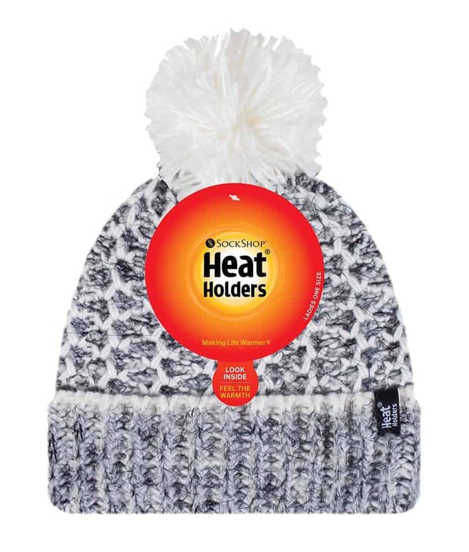 Heat Holders - Thermische Bobble-hoed voor dames - Zwart