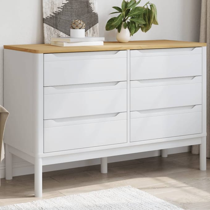 vidaXL - Ladekast - FLORO - massief - grenenhout - wit