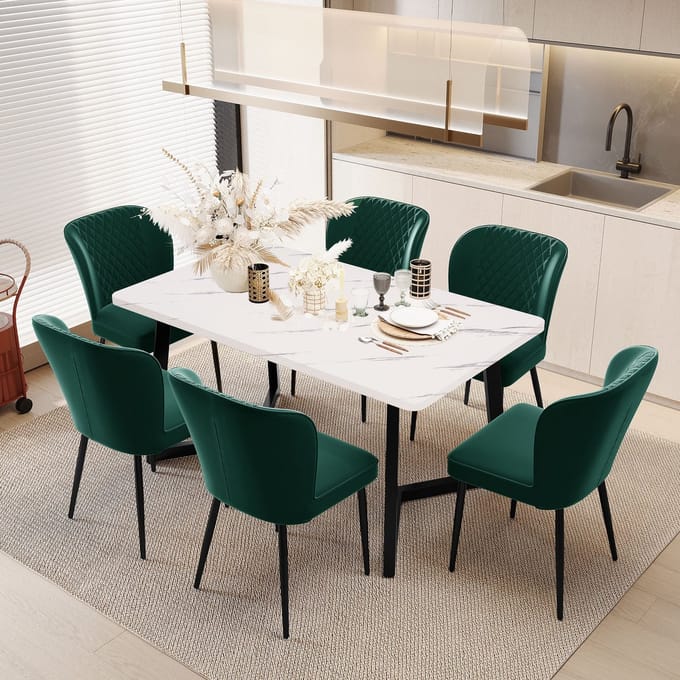REDOM - Eetkamerstoel - Ergonomisch - Modern - Voor Eetkamer - Fluweel - Groen