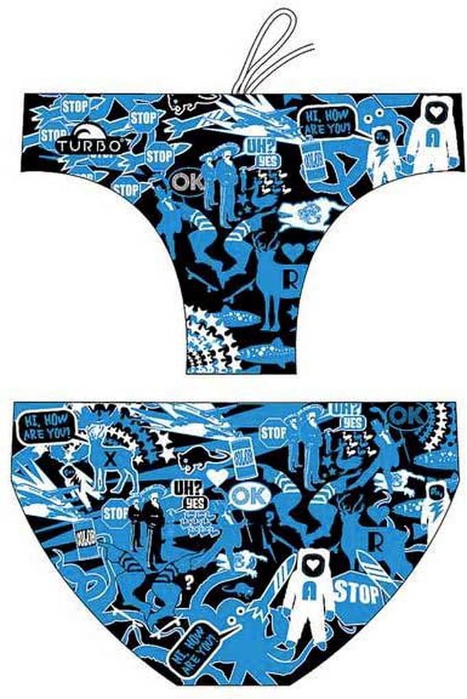 Turbo Mural Zwemslip Blauw,Zwart M Man