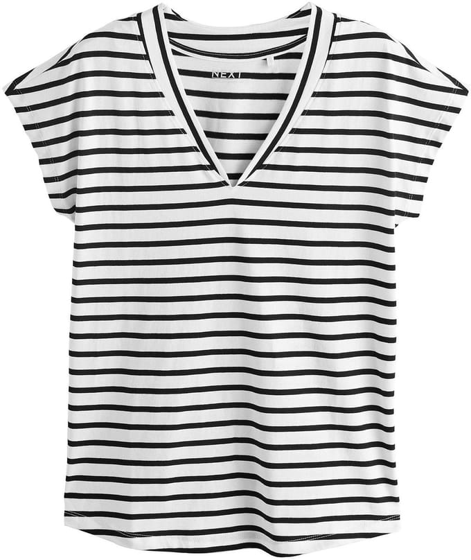 Next - Dames - T-shirt met V-hals en kapmouwtjes - Zwart