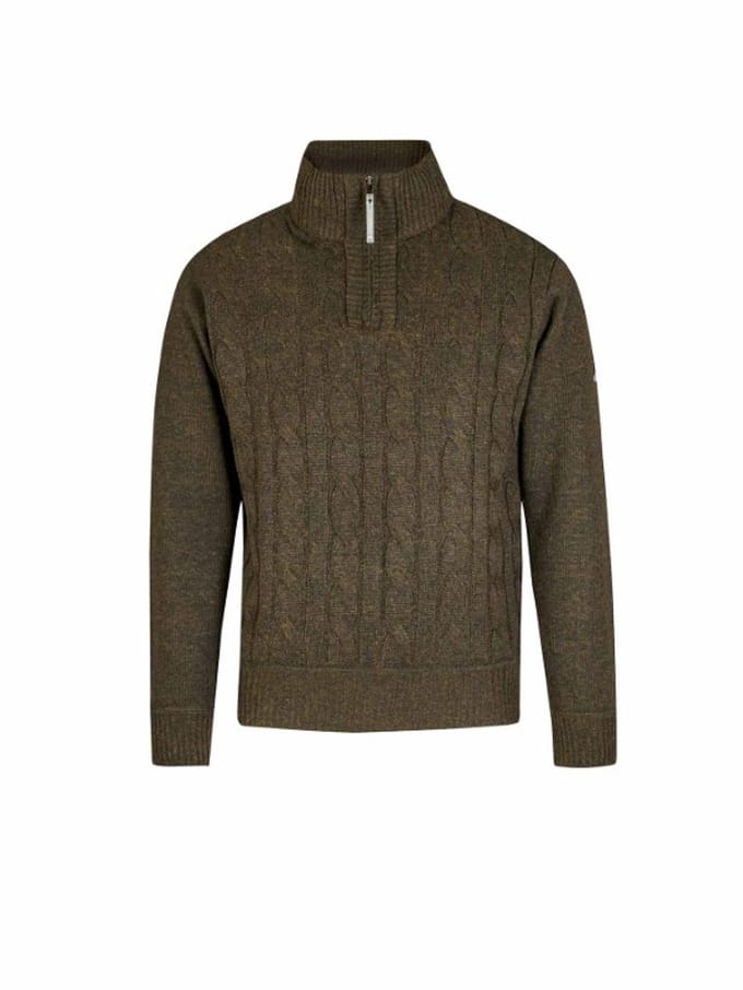 BJØRNSON Lunt Kabel-Gebreide Winter Pullover Teddy Heren - Maat S - Olijfgroen