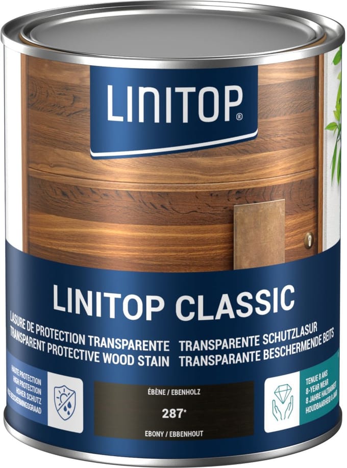 Linitop Classic - Beits - Decoratieve beschermende beits  - Ebbenhout - 287  - 1 L