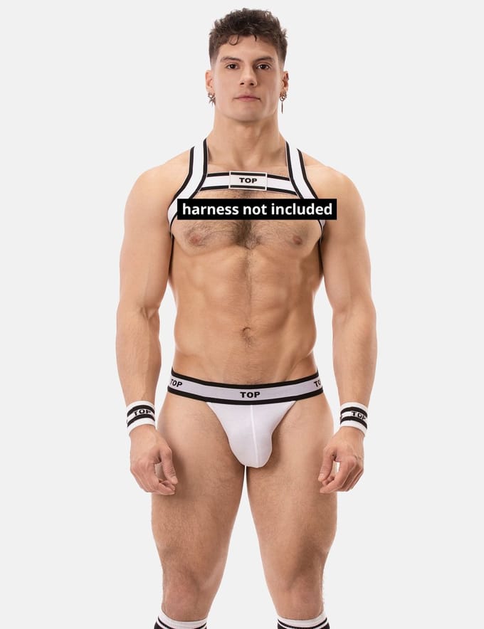 Barcode Berlin Jockstrap TOP White-Black - MAAT M - Heren Ondergoed - Jockstrap voor Man - Mannen Jock
