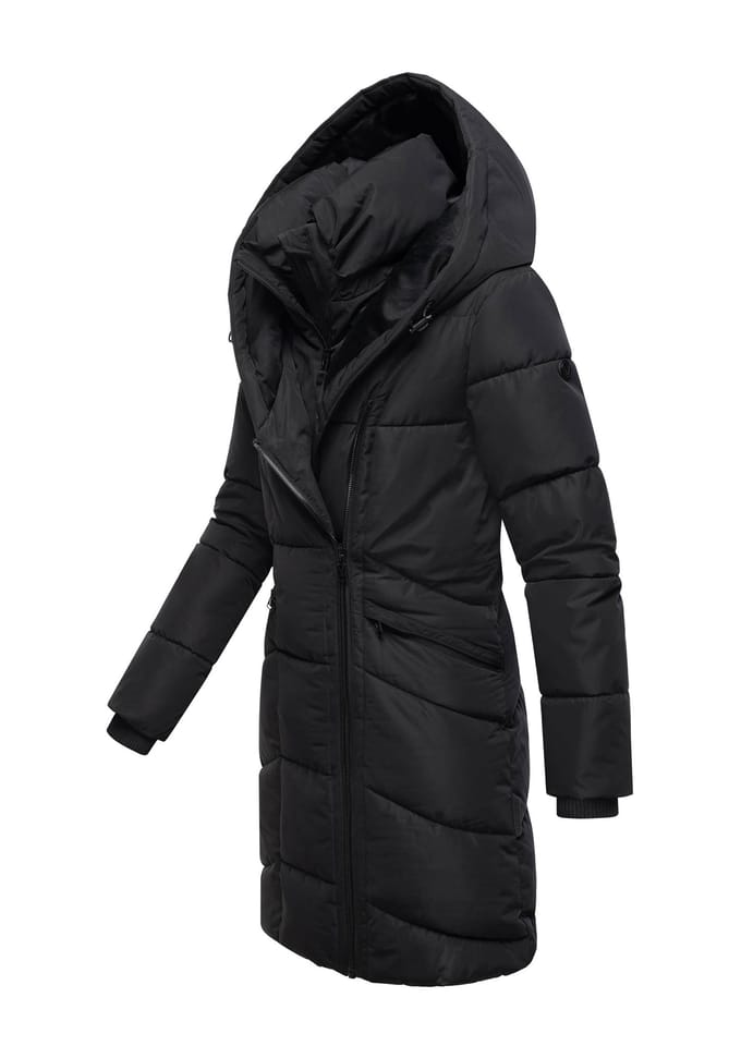 Marikoo dames gewatteerde mantel Virenaa met layer-look & fleecevoering