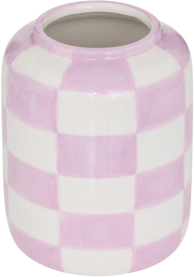 Atmosphera Poolside Keramieken Vaas Geruit - Ø11xH14cm - Lila