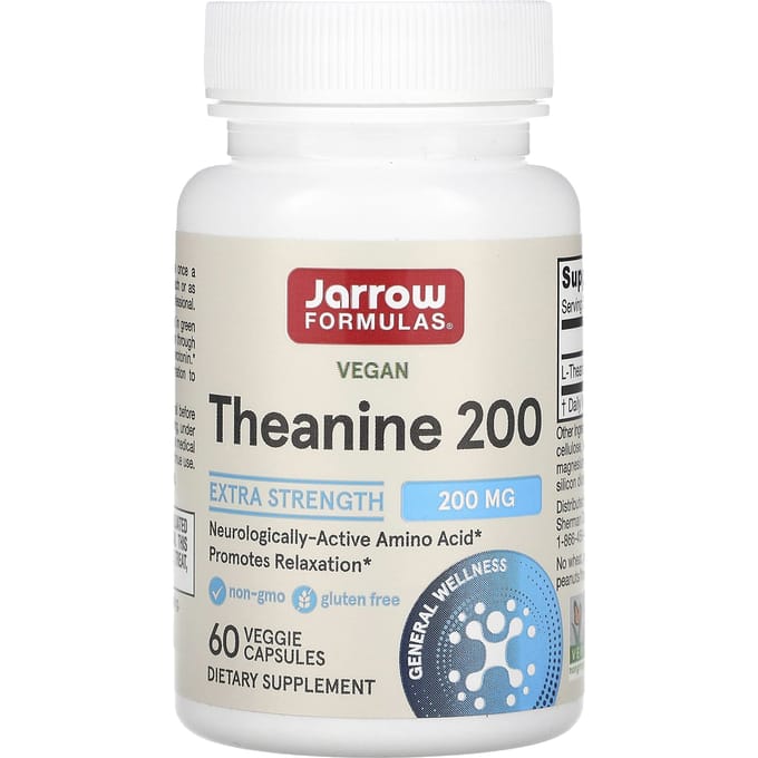Theanine 200mg 60 capsules voor ontspanning en beter leervermogen | Jarrow Formulas