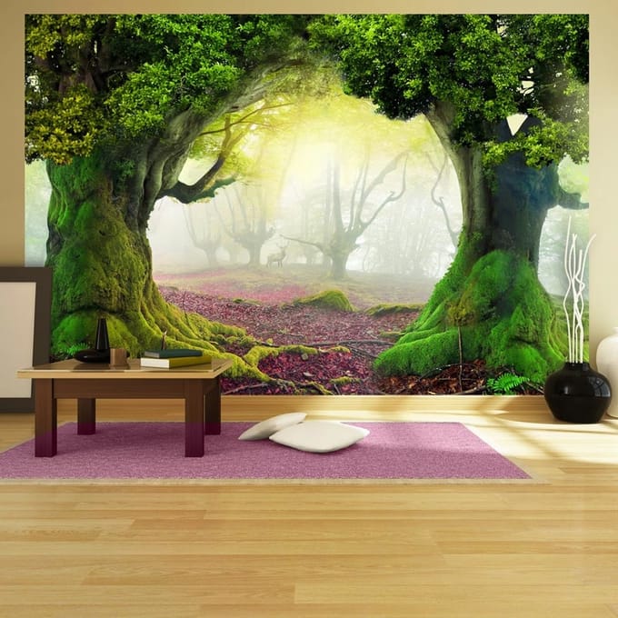 147cm X 105cm - Zelfklevend fotobehang - Betoverd bos , Premium Print