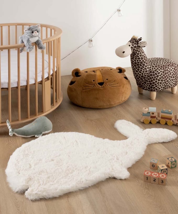 Kindervloerkleed Walvis - Fluffy wit 70x120