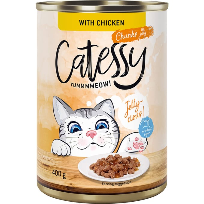 Voordeelpakket Catessy Hapjes in Saus of Gelei 48 x 400 g Kattenvoer - Gemengd Pakket in Gelei