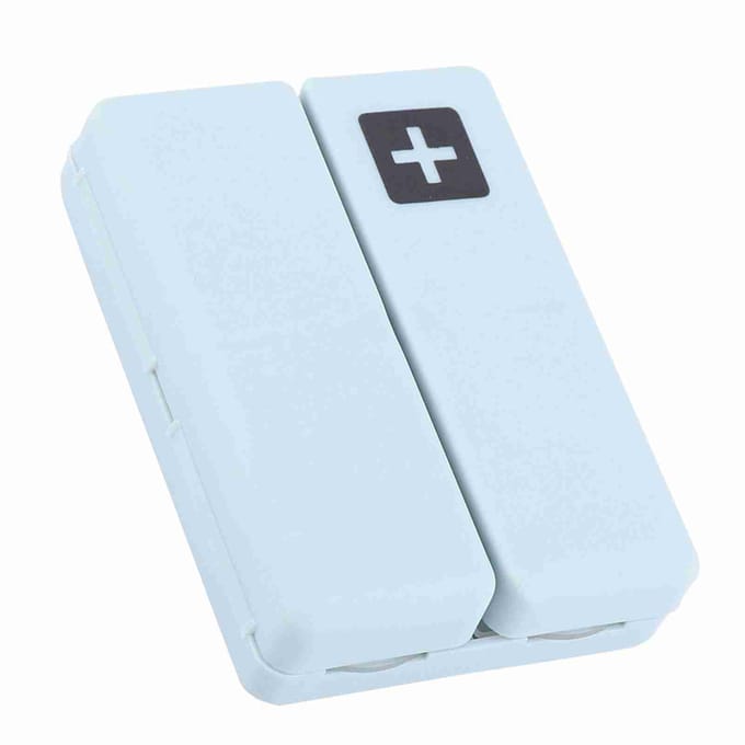 Draagbare Medicijnkoffer Opvouwbare Magnetische Pillendoos Organizer met 7 Vakken(Blauw) white