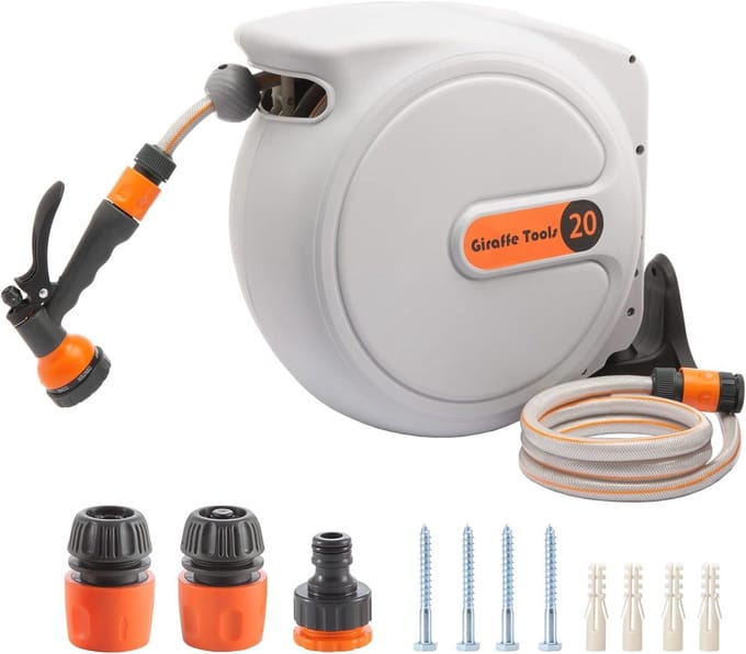Automatische Slanghaspel 20 m + 2 m met Draaibare Trommel en Sproeiers