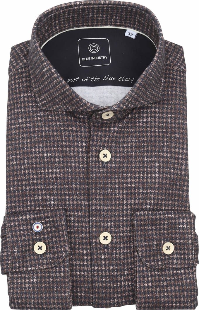 Blue Industry Overhemd Print Bruin - Maat 39 - Heren - Overhemden Casual