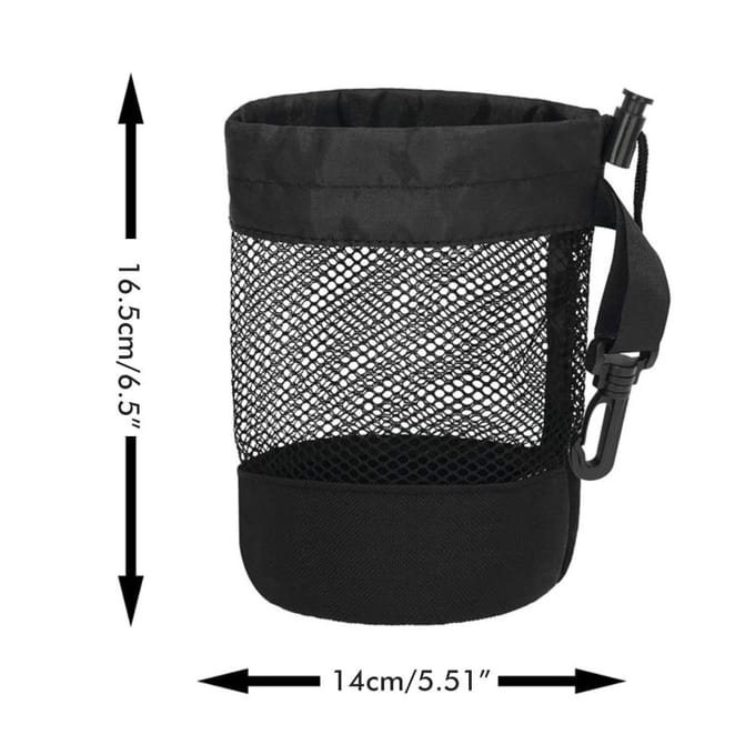 Pochette en maille nylon avec cordon de serrage pour balles noir