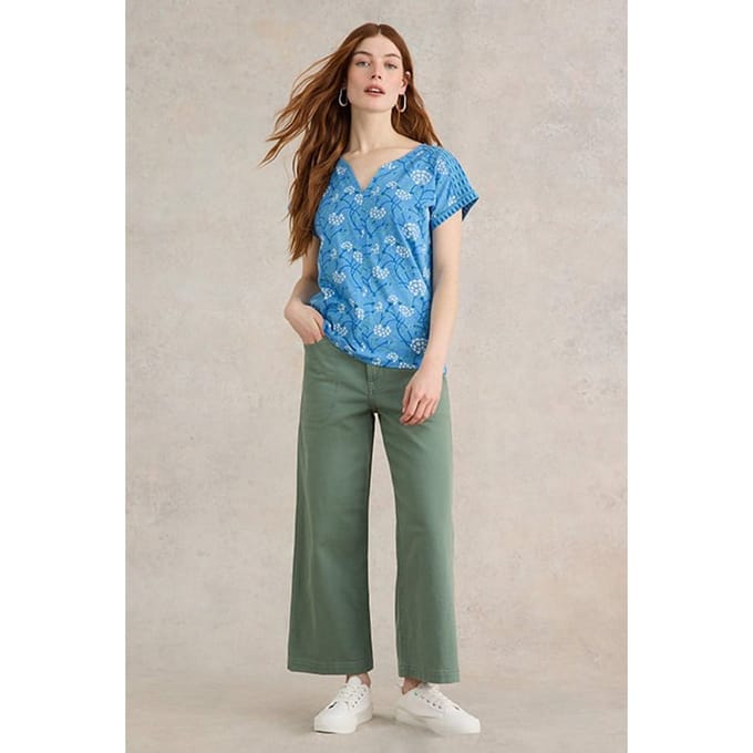 White Stuff Nelly Notch Neck Tee Blue Printed Taglia: 10 | Maglie Sportivi Outlet | Donna | Blu
