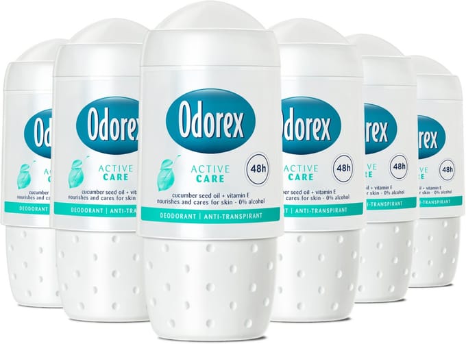 Odorex Active Care Anti-Transpirant Deodorant Roller - 6x 50ml - Voordeelverpakking