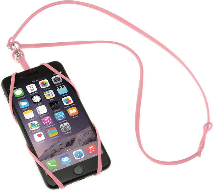 Sinji Telefoonhouder met koord - Rekbaar - Universeel - Telefoon Nek Strap - Pashouder - Roze