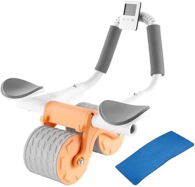 Buikspierroller - Core Trainer - Kracht Training - Automatische Terugslag - 10 cm Wiel - Oranje