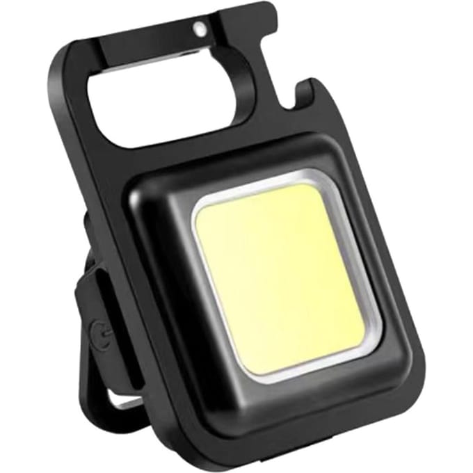 Mini draagbare sleutelhanger Licht COB Lichtbron Campinglantaarn Sterke magneet Haakslot Opvouwbaar zwart