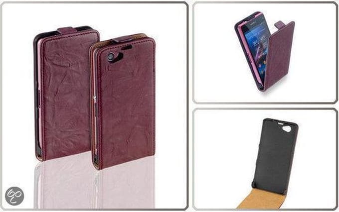 Lelycase Vintage Rubin Lederen Flip Case Hoesje Sony Xperia Z1 Mini Compact