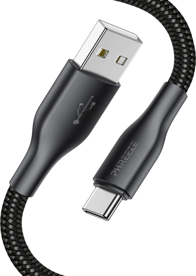 Usb naar usb C kabel - Stevige oplaadkabel usb C - 1 meter - Oplader usb naar usb C - Zwart - Phreeze