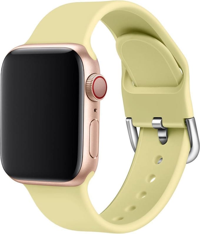 Smartwatch bandje - Apple Watch 42mm 44mm - geel siliconen D-sluiting