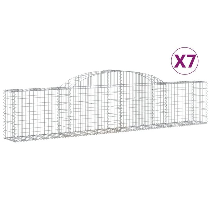 vidaXL - Schanskorven - 7 - st - gewelfd - 300x30x60/80 - cm - gegalvaniseerd - ijzer