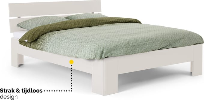 B Bright Fresh 450 Bed met Hoofdbord 90x200cm - Bedframe Wit - Eenpersoonsbedden - Instaphoogte: 45cm