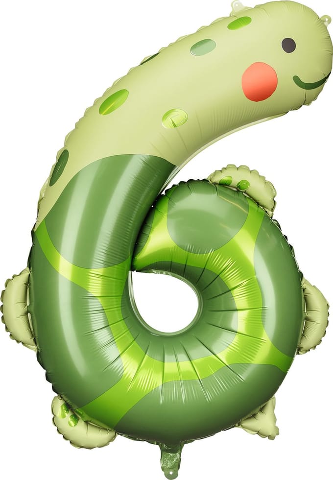 Partydeco - Folieballon cijfer 6 - schildpad - 64 x 87 cm