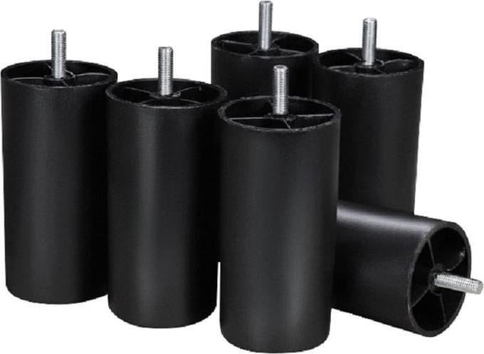 POTENSET - ROND 12 cm hoog -6 Stuks -  Kunststof - zwart - Boxspring - M8