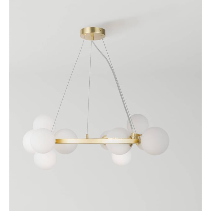 Maytoni hanglamp Dallas, 11-lamps, goudkleurig/wit