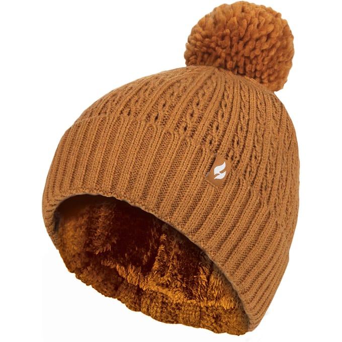 Heat Holders - Thermische muts voor dames met pompon - Mosterd
