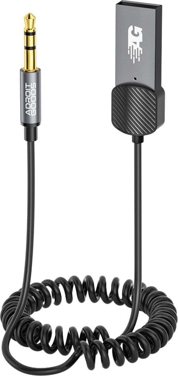 AdroitGoods USB Bluetooth Aux Receiver Ontvanger - Auto - Bluetooth 5.0 Zender - Kabel - Carkit
