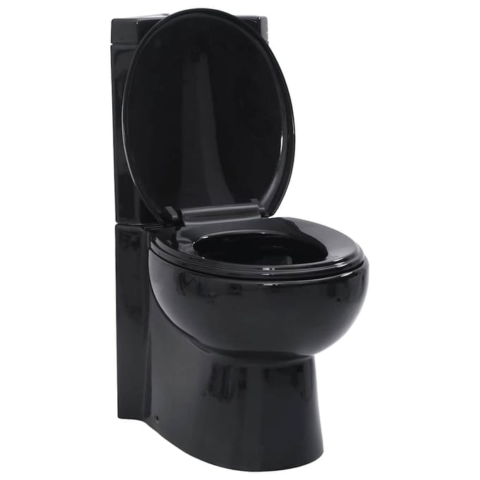 vidaXL - Toilet - hoekmodel - keramisch - zwart