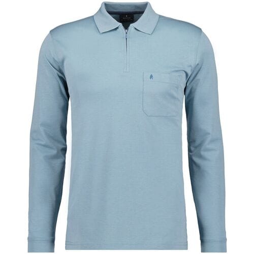 Ragman Zipper Softknit Polo Longsleeve Breast Pocket Mint / male