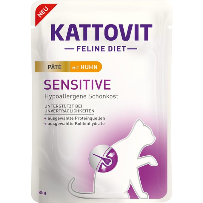 Kattovit - Feline Dieet Zakje Sensitive Paté 10x85g - Kip