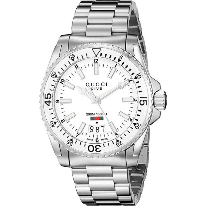 Gucci YA136302 Heren Duikhorloge - 40mm Roestvrij Staal & 200m Waterdicht