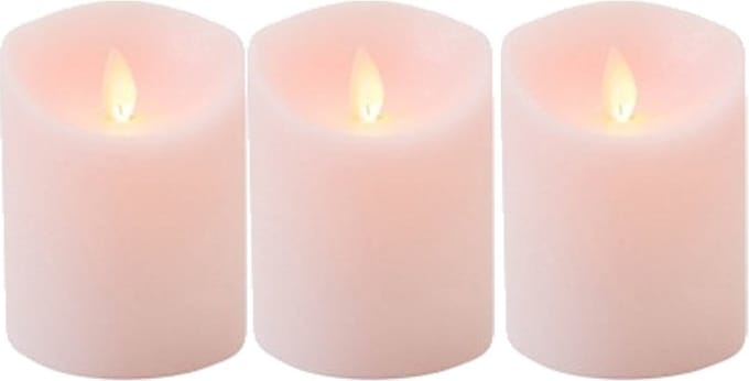 3x Roze LED kaars / stompkaars 10 cm - Luxe kaarsen op batterijen met bewegende vlam