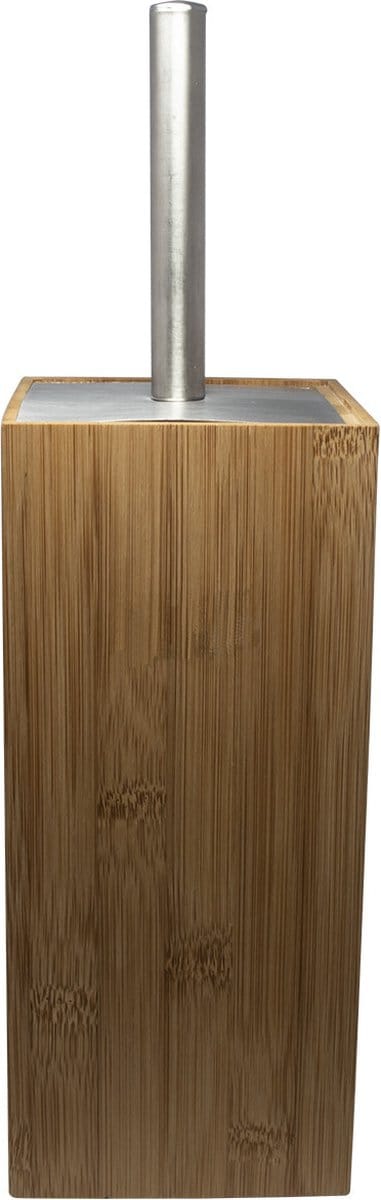 Toiletborstel met bruine houder - bamboe - 34 cm - Wc-borstel