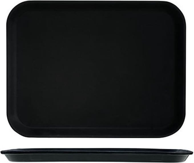 Dienblad - 8x - zwart - kunststof - 30x41 cm - antislip - serveerblad - horeca
