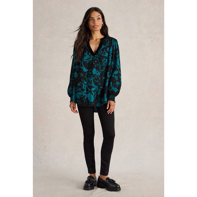 White Stuff Bay Print Longline Top Teal Multi Taglia: 6 REGULAR | Magliette intime Outlet | Donna | Ciano
