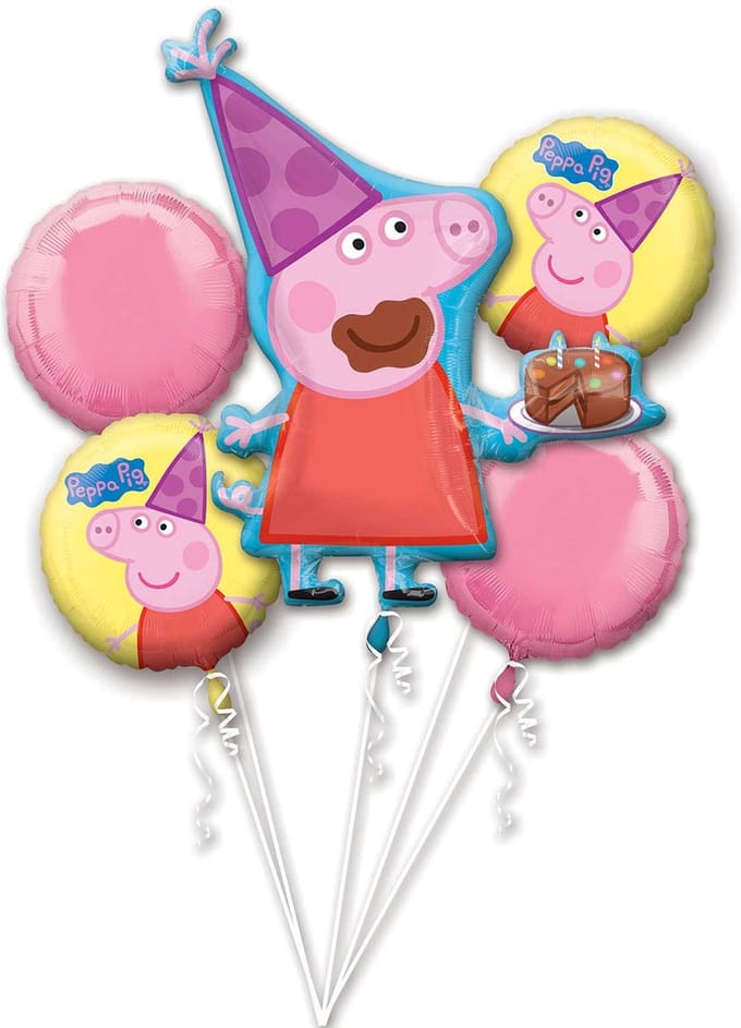 Peppa Pig folie ballon boeket LEEG | set van 5 ballonnen