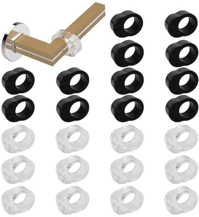 Deurstopper 24 Stuks voor Handgreep - PVC en Siliconen Deurbescherming - Transparant en Zwart