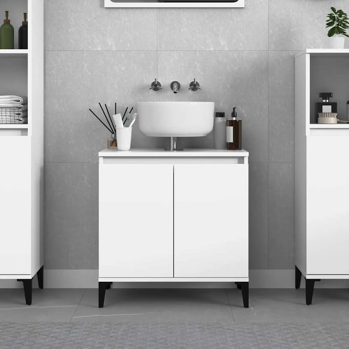 vidaXL - Wastafelkast - 58x33x60 - cm - bewerkt - hout - wit